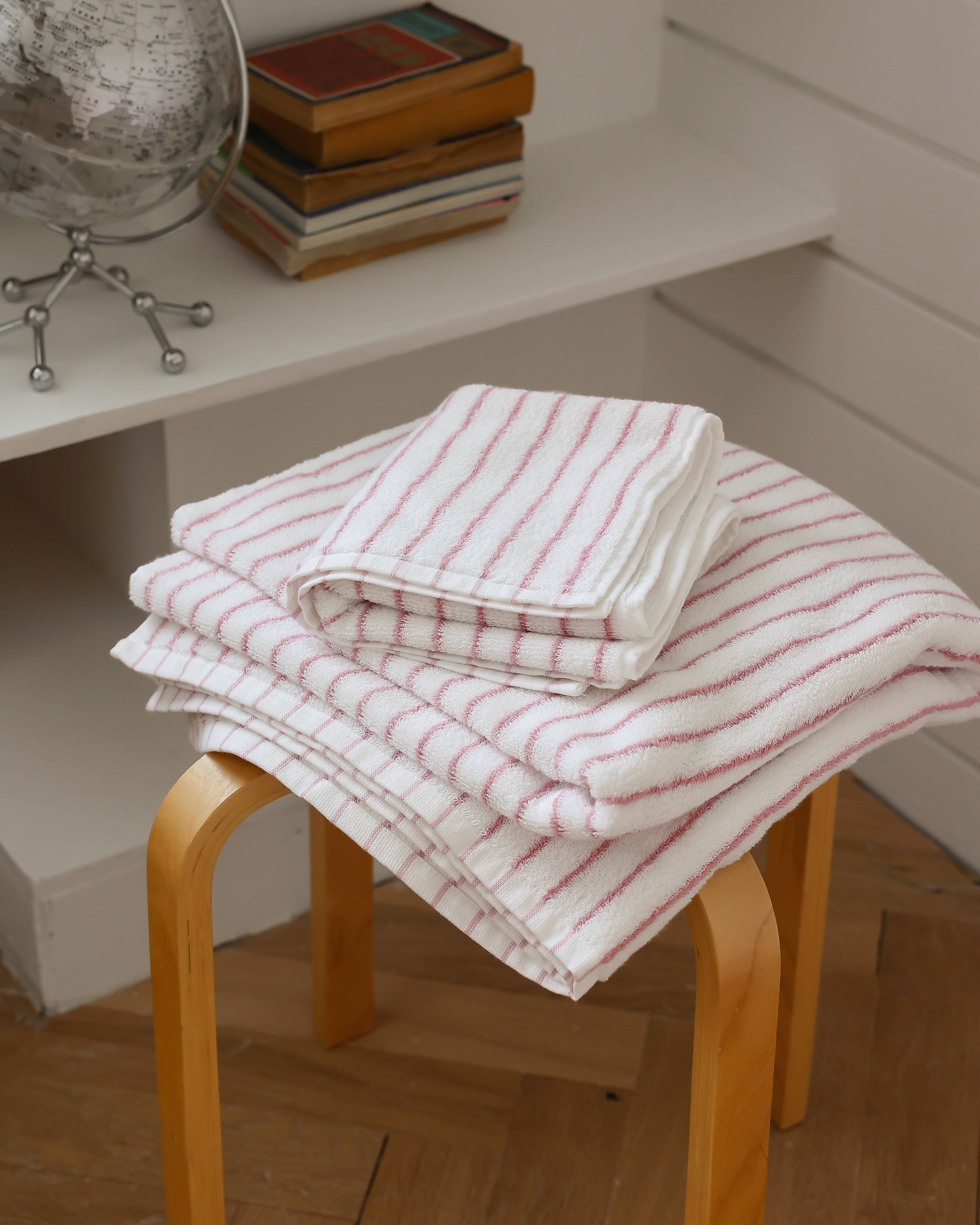 Pink Striped Pure Cotton Towel Set - Soft & Stylish for Your Bathroom